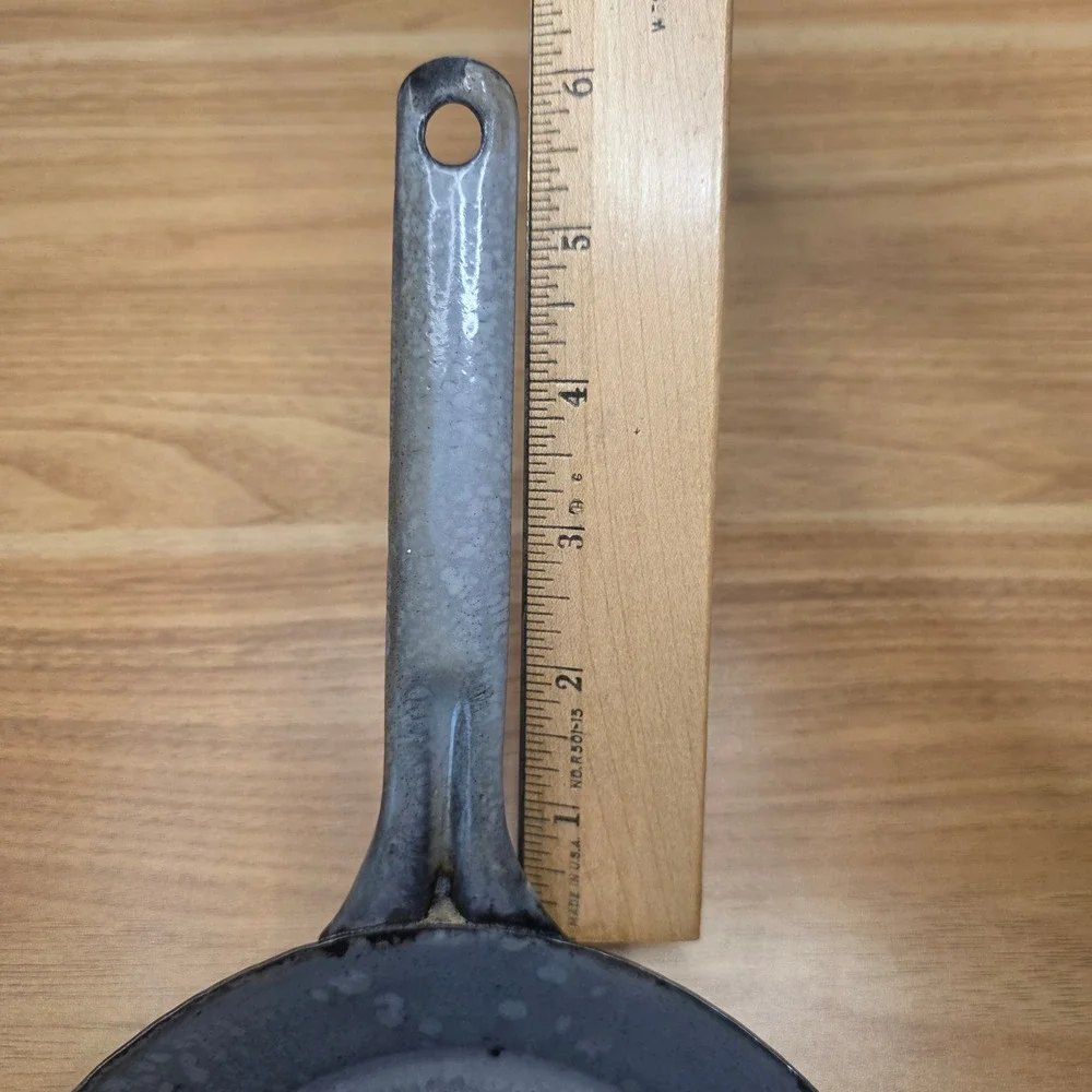 Vintage Gray Graniteware Enamelware Frying Pan Skillet 7
